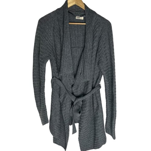 Old Navy Maternity Women's L Cardigan Sweater‎ Grey Tie Waist Winter Wool Blend - Picture 1 of 5